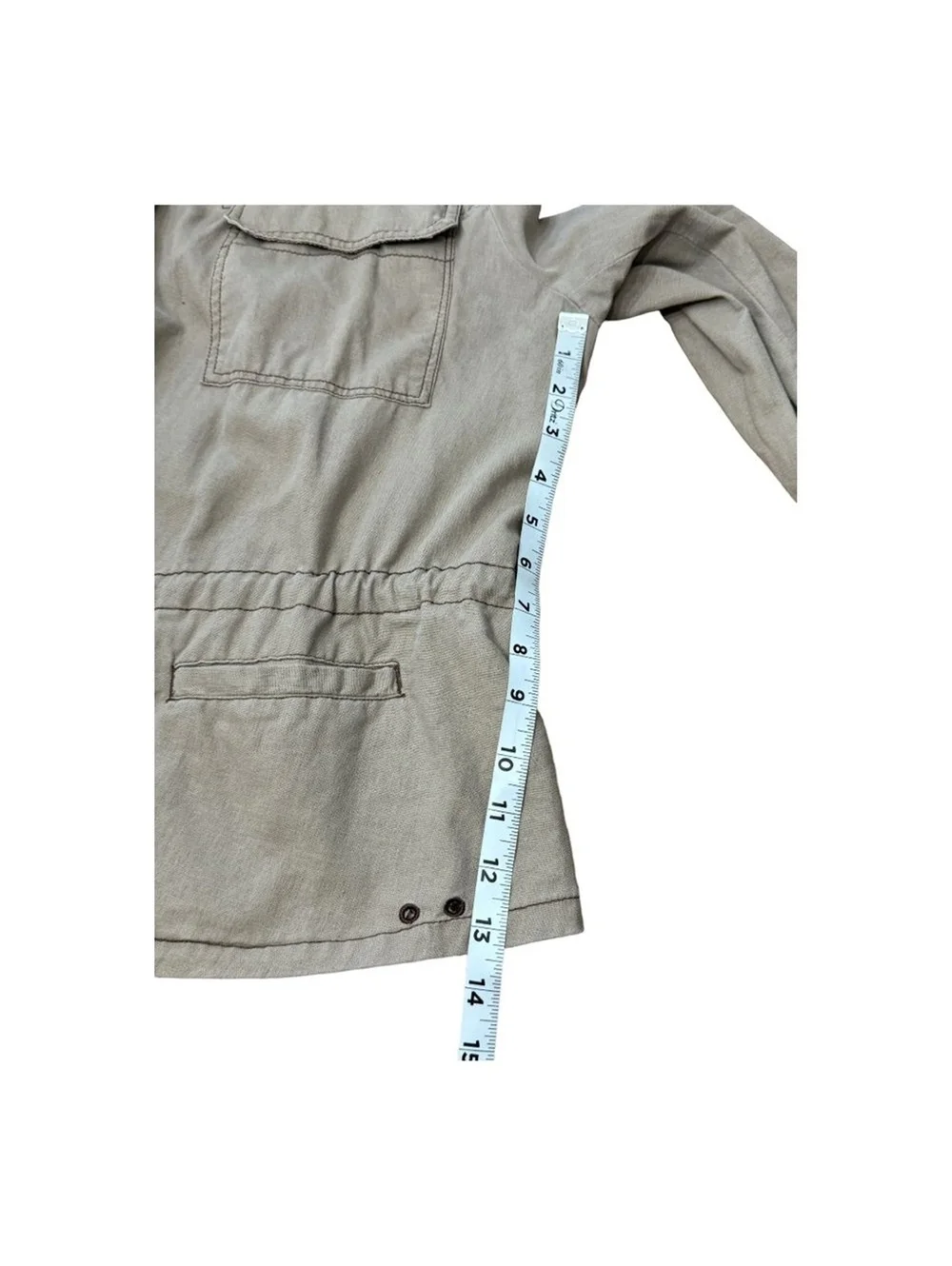 Maurices Khaki Button Linen Blend Jacket Cinch Waist Plus Size Women’s Size 1X